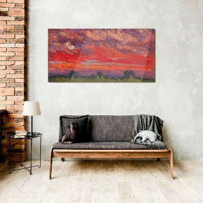 Abstract landscape trees Glass Wall Art