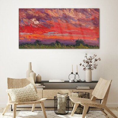 Sunset on Fire Glass Wall Art