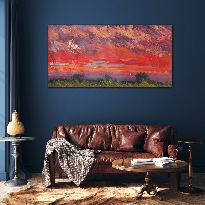 Sunset on Fire Glass Wall Art