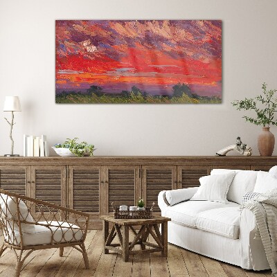 Sunset on Fire Glass Wall Art