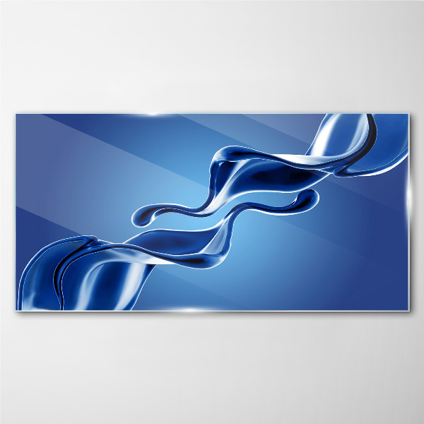 Waves of blue glass Glass Print