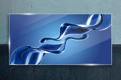 Waves of blue glass Glass Print
