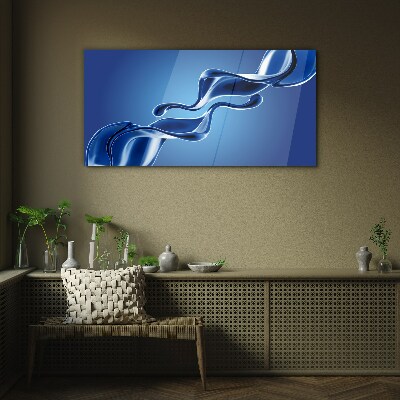 Waves of blue glass Glass Print