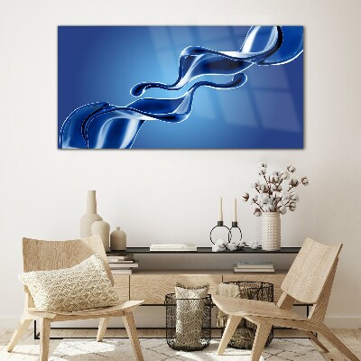 Waves of blue glass Glass Print