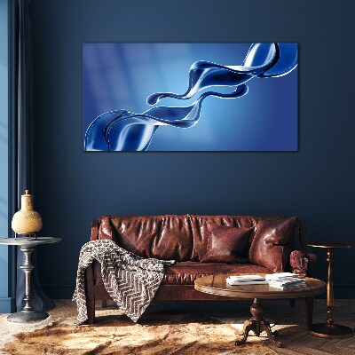 Waves of blue glass Glass Print