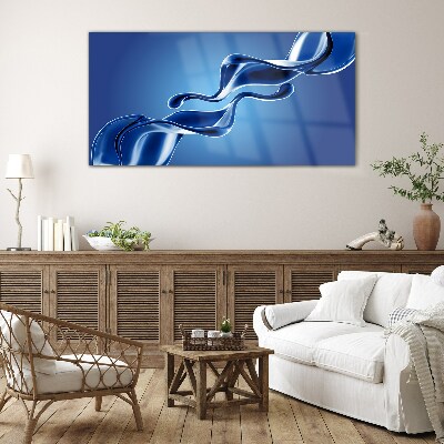 Waves of blue glass Glass Print