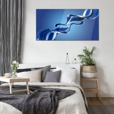 Waves of blue glass Glass Print