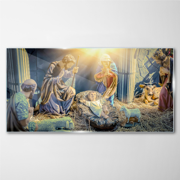 Scene of the Nativity of Jesus Glass Print