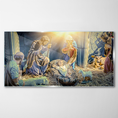 Scene of the Nativity of Jesus Glass Print
