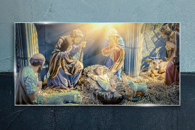Scene of the Nativity of Jesus Glass Print