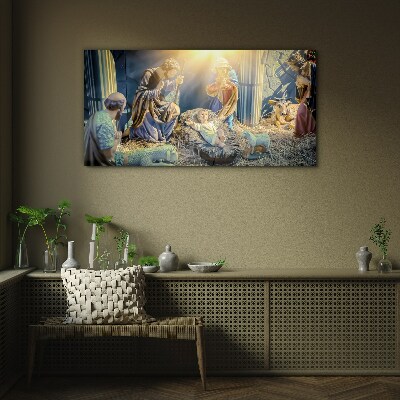 Scene of the Nativity of Jesus Glass Print