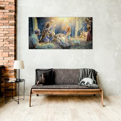 Scene of the Nativity of Jesus Glass Print