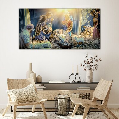 Scene of the Nativity of Jesus Glass Print