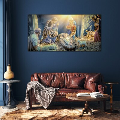 Scene of the Nativity of Jesus Glass Print