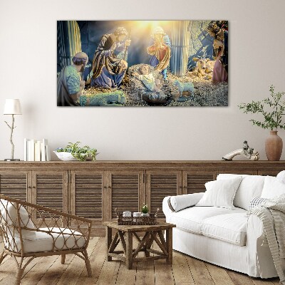 Scene of the Nativity of Jesus Glass Print