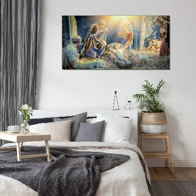 Scene of the Nativity of Jesus Glass Print