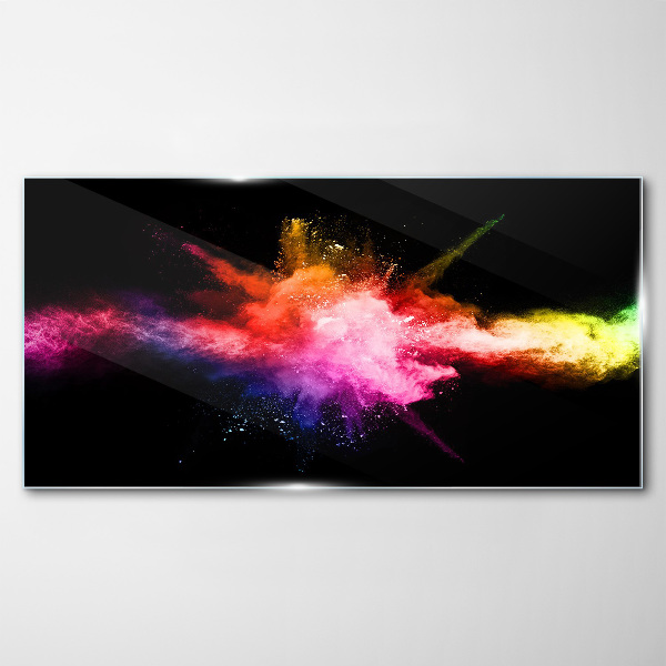An explosion of colors in the dark Glass Print