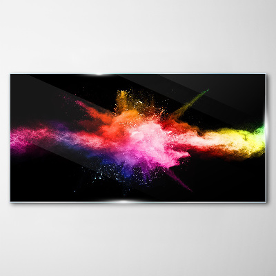 An explosion of colors in the dark Glass Print