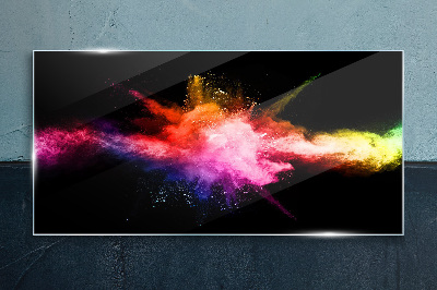 An explosion of colors in the dark Glass Print