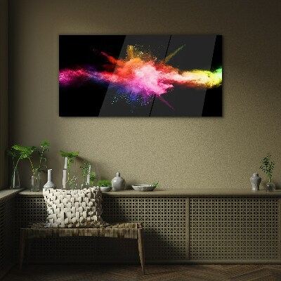 An explosion of colors in the dark Glass Print