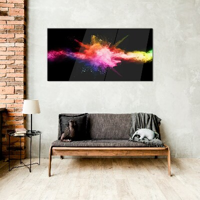 An explosion of colors in the dark Glass Print
