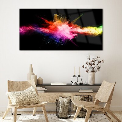 An explosion of colors in the dark Glass Print
