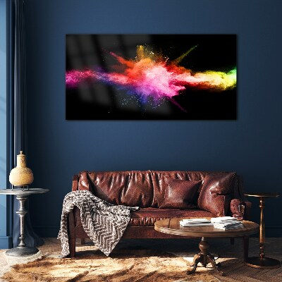 An explosion of colors in the dark Glass Print