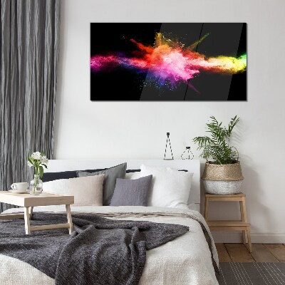 An explosion of colors in the dark Glass Print