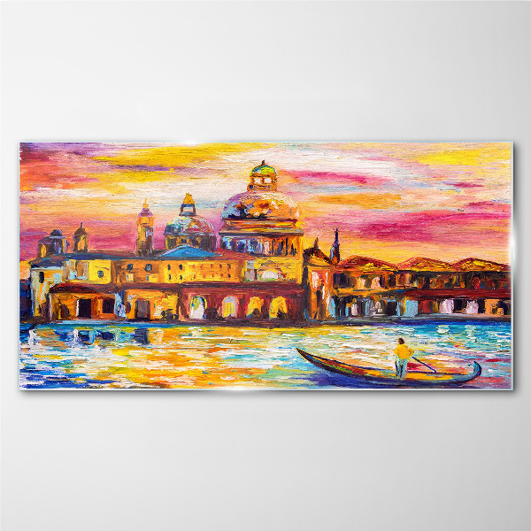 Venice in sunset colors Glass Wall Art