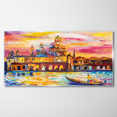 Venice in sunset colors Glass Wall Art