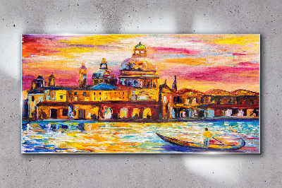 Venice in sunset colors Glass Wall Art