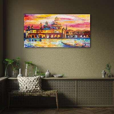 Abstraction city buildings Glass Wall Art