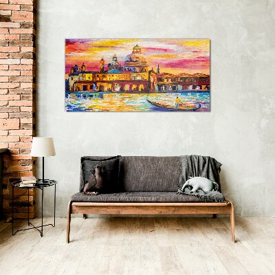 Venice in sunset colors Glass Wall Art