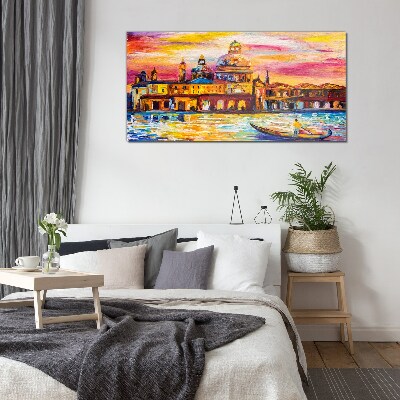 Venice in sunset colors Glass Wall Art