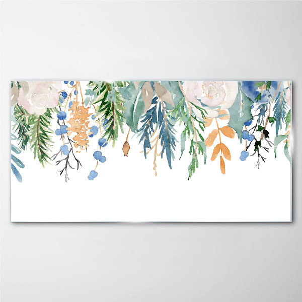 Floral landscape in watercolor Glass Print