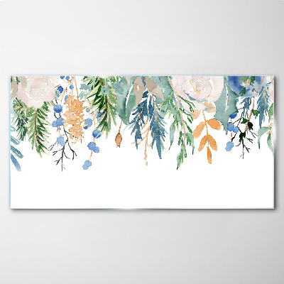 Floral landscape in watercolor Glass Print