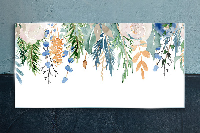 Floral landscape in watercolor Glass Print