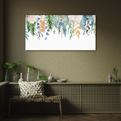 Floral landscape in watercolor Glass Print