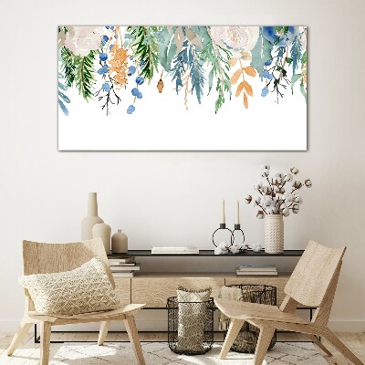 Floral landscape in watercolor Glass Print