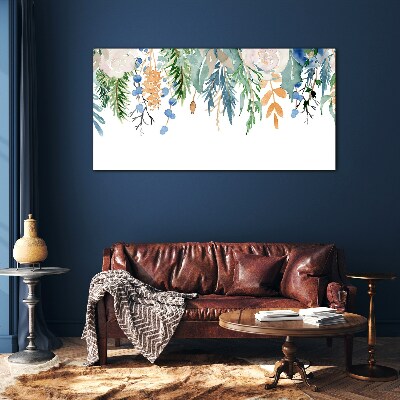 Floral landscape in watercolor Glass Print