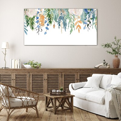 Floral landscape in watercolor Glass Print