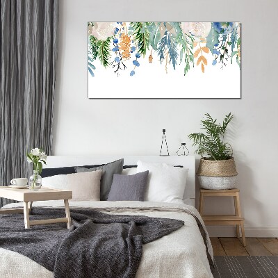 Floral landscape in watercolor Glass Print