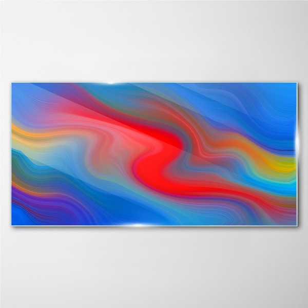 Waves of color in motion Glass Print
