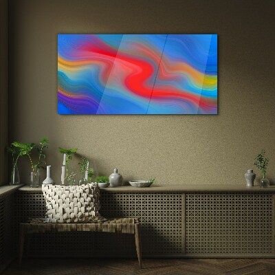 Waves of color in motion Glass Print
