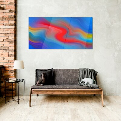 Waves of color in motion Glass Print