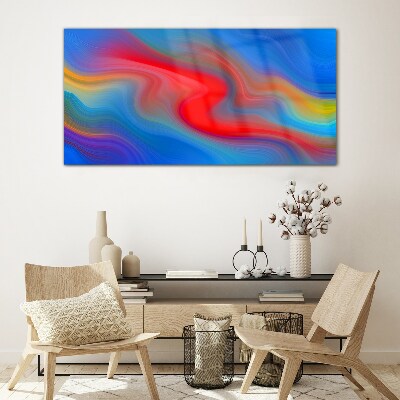 Waves of color in motion Glass Print