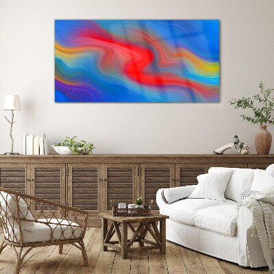 Waves of color in motion Glass Print