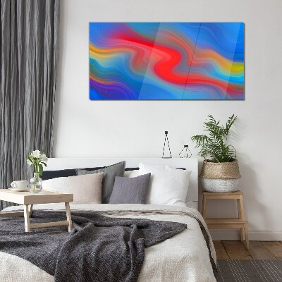 Waves of color in motion Glass Print