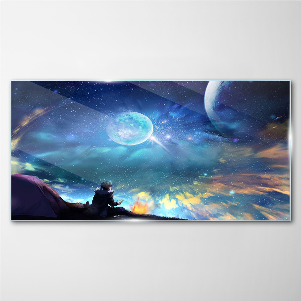 Cosmic night under the stars Glass Print