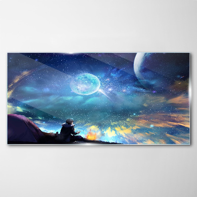 Cosmic night under the stars Glass Print